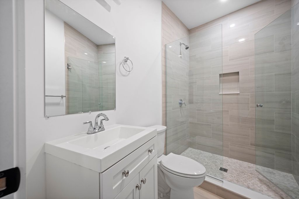 Bathroom, Glass Shower, Interior, Recessed Lighting