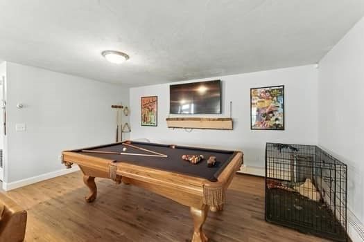 Billiard Table, Game Room, Interior, Wood Texture Flooring