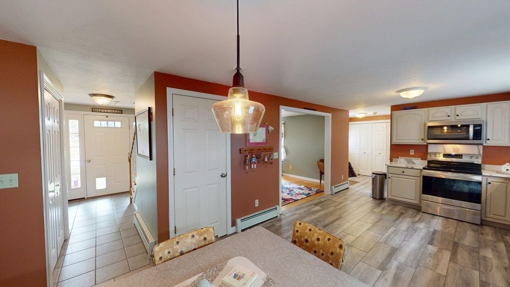 Interior, Kitchen, Pendant Lights, Stainless Steel Appliances, Wood Texture Flooring