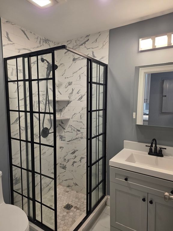 Bathroom, Glass Shower, Interior, Marble Walls