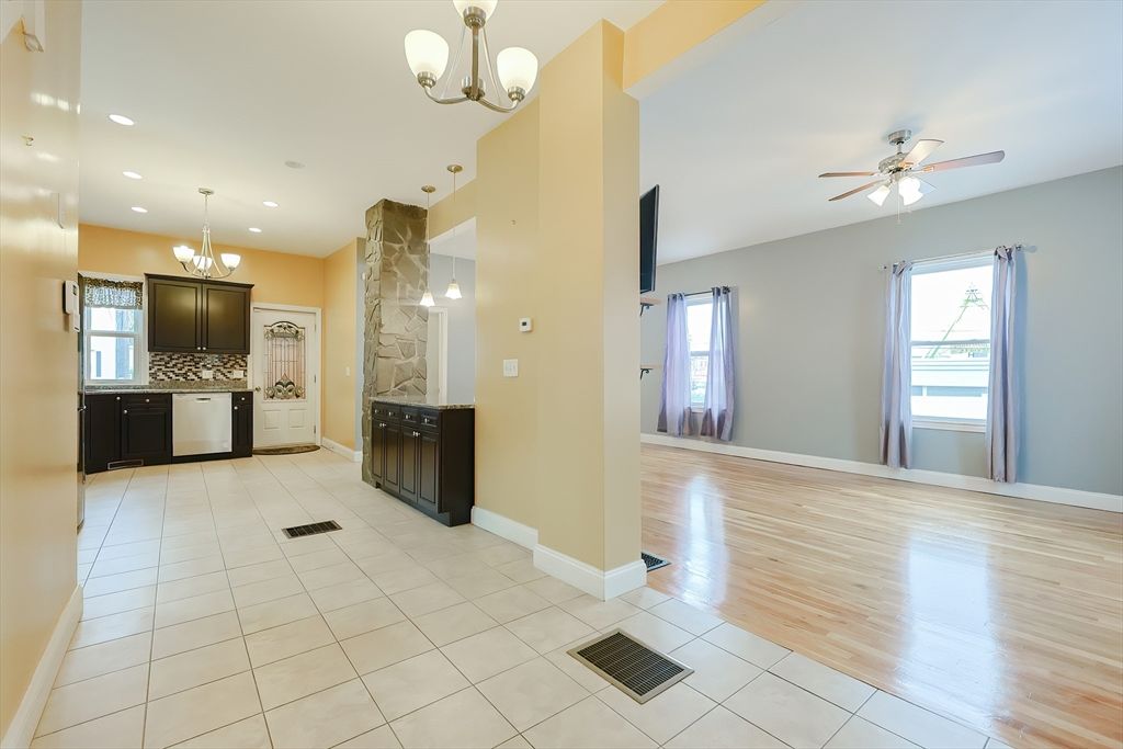 Chandelier, Interior, Kitchen, Recessed Lighting, Wood Texture Flooring
