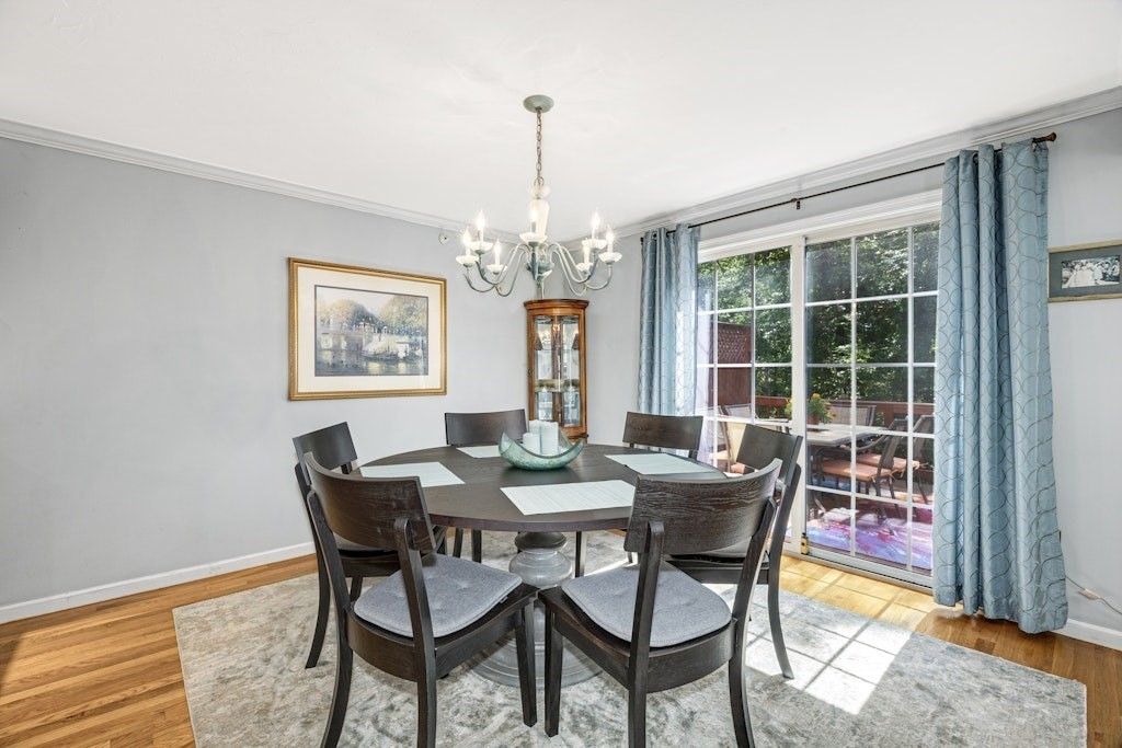Chandelier, Dining room, Interior, Wood Texture Flooring