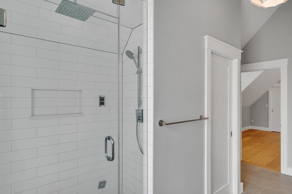 Bathroom, Glass Shower, Interior, Wood Texture Flooring