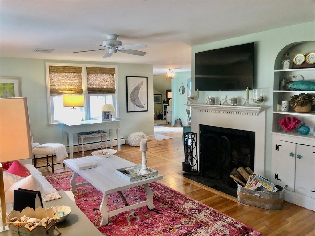 Fireplace, Home Office, Interior, Living room, Wood Texture Flooring