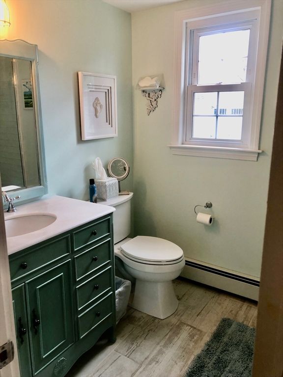 Bathroom, Glass Shower, Interior, Wood Texture Flooring