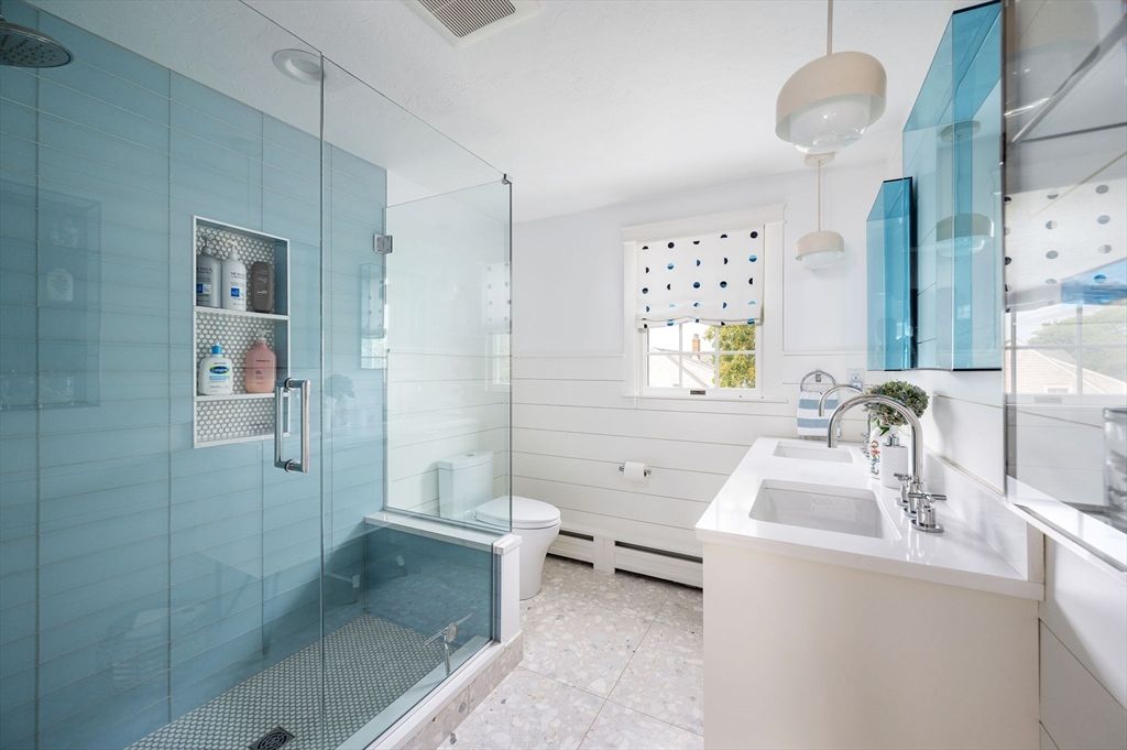 Bathroom, Glass Shower, Interior, Pendant Lights