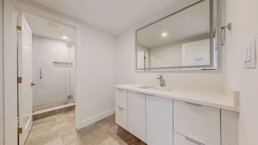 Bathroom, Glass Shower, Interior, Recessed Lighting