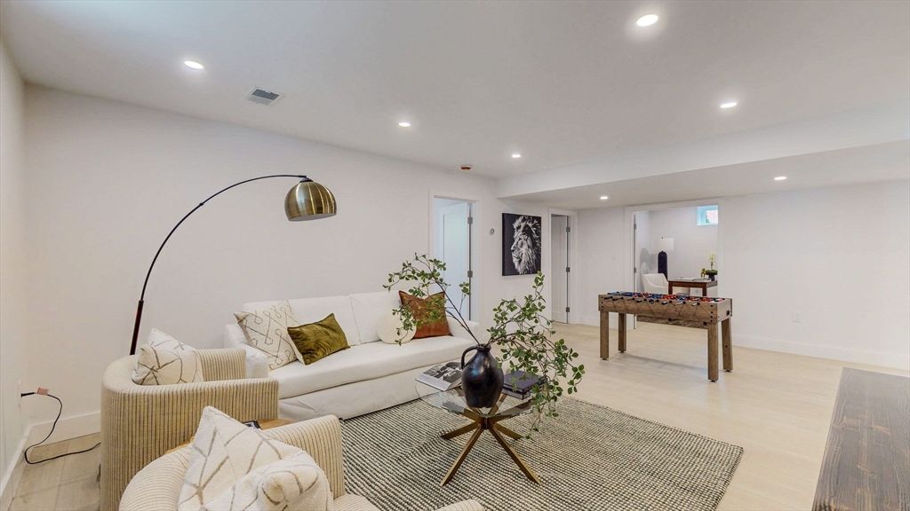 Game Room, Interior, Living room, Recessed Lighting, Wood Texture Flooring
