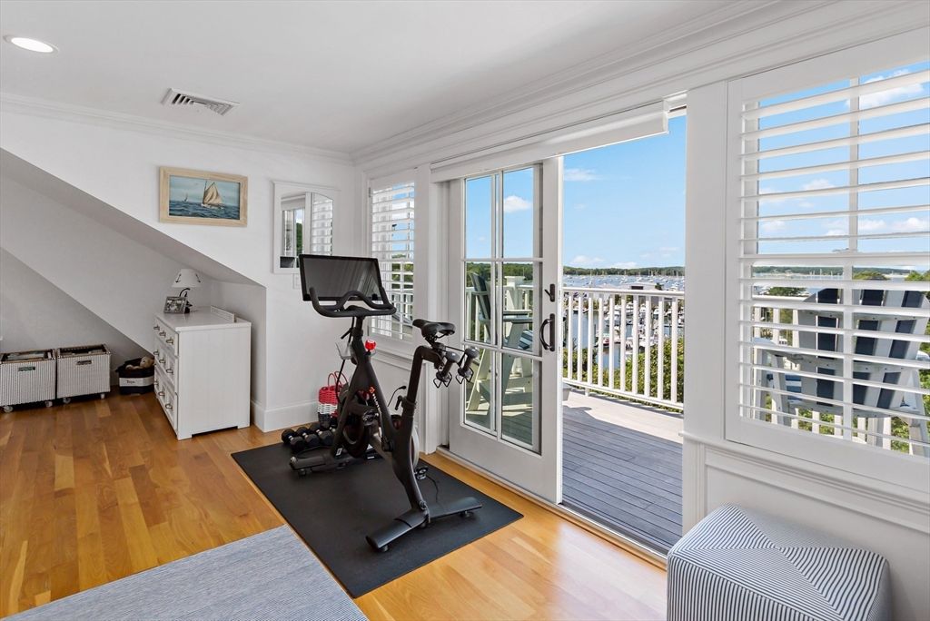 Fitness Equipment, Interior, Recessed Lighting, Water, Wood Texture Flooring
