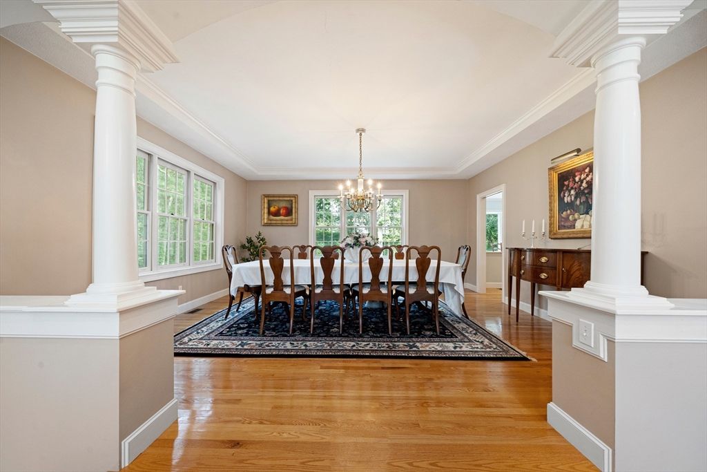 Chandelier, Dining room, Interior, Wood Texture Flooring