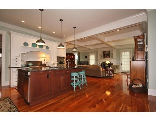 Interior, Kitchen, Living room, Pendant Lights, Recessed Lighting, Wood Texture Flooring