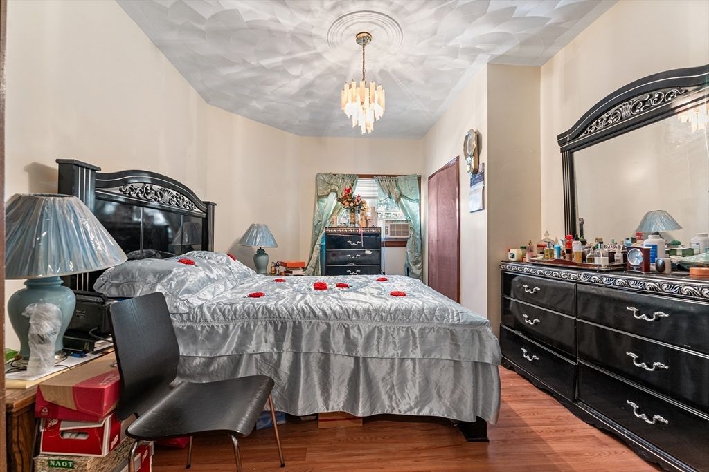 Bedroom, Chandelier, Interior, Pendant Lights, Wood Texture Flooring