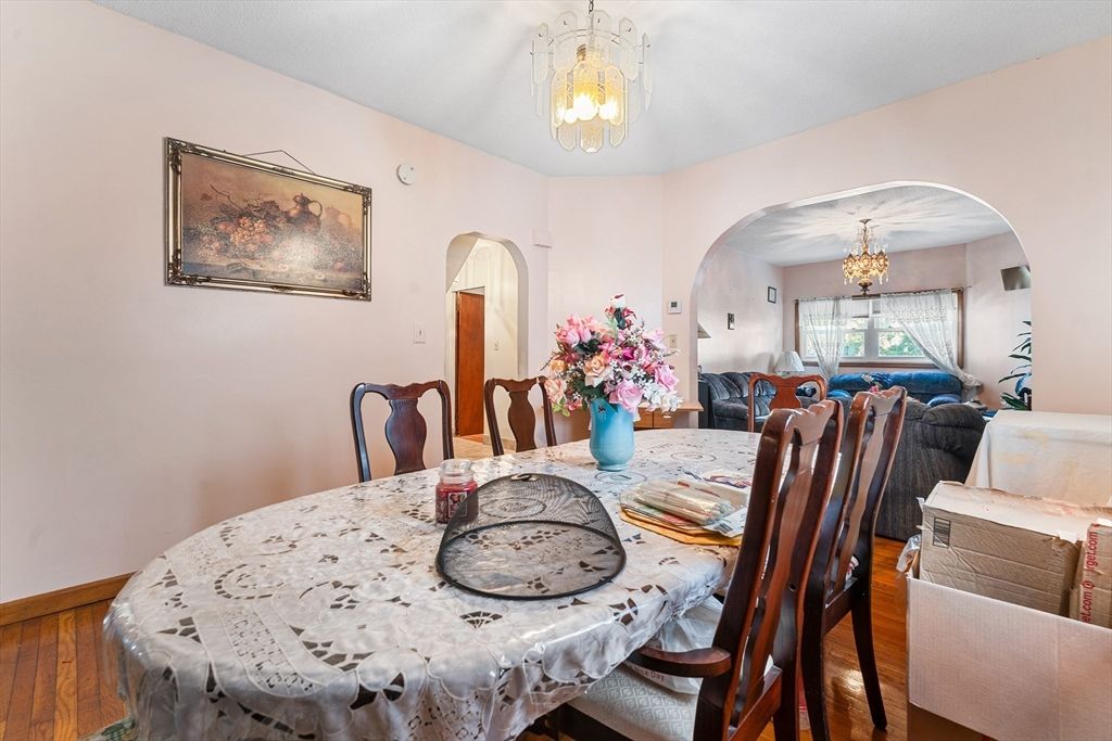 Chandelier, Dining room, Interior, Wood Texture Flooring