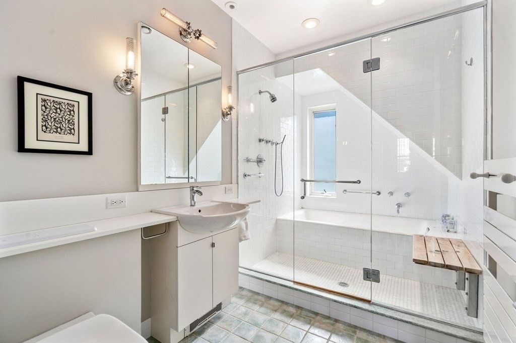 Bathroom, Glass Shower, Interior, Recessed Lighting