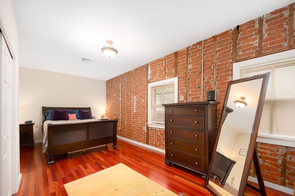 Bedroom, Interior, Stone Walls, Wood Texture Flooring