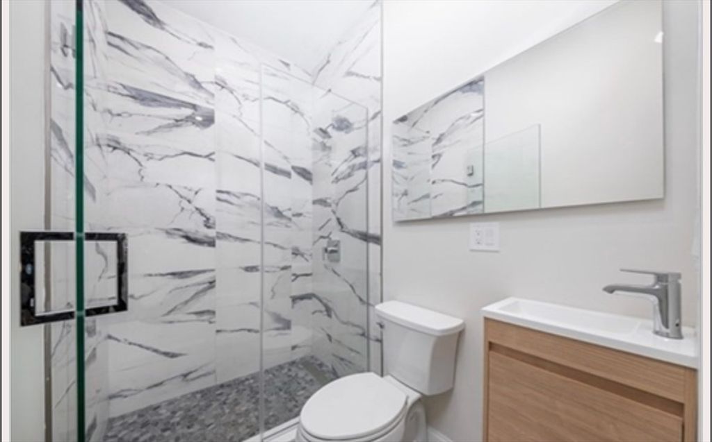 Bathroom, Glass Shower, Interior, Marble Walls