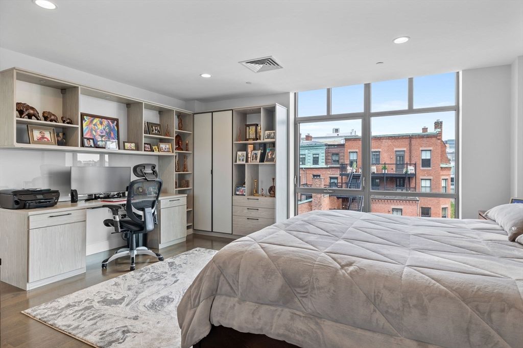 Bedroom, Home Office, Interior, Recessed Lighting, Wood Texture Flooring