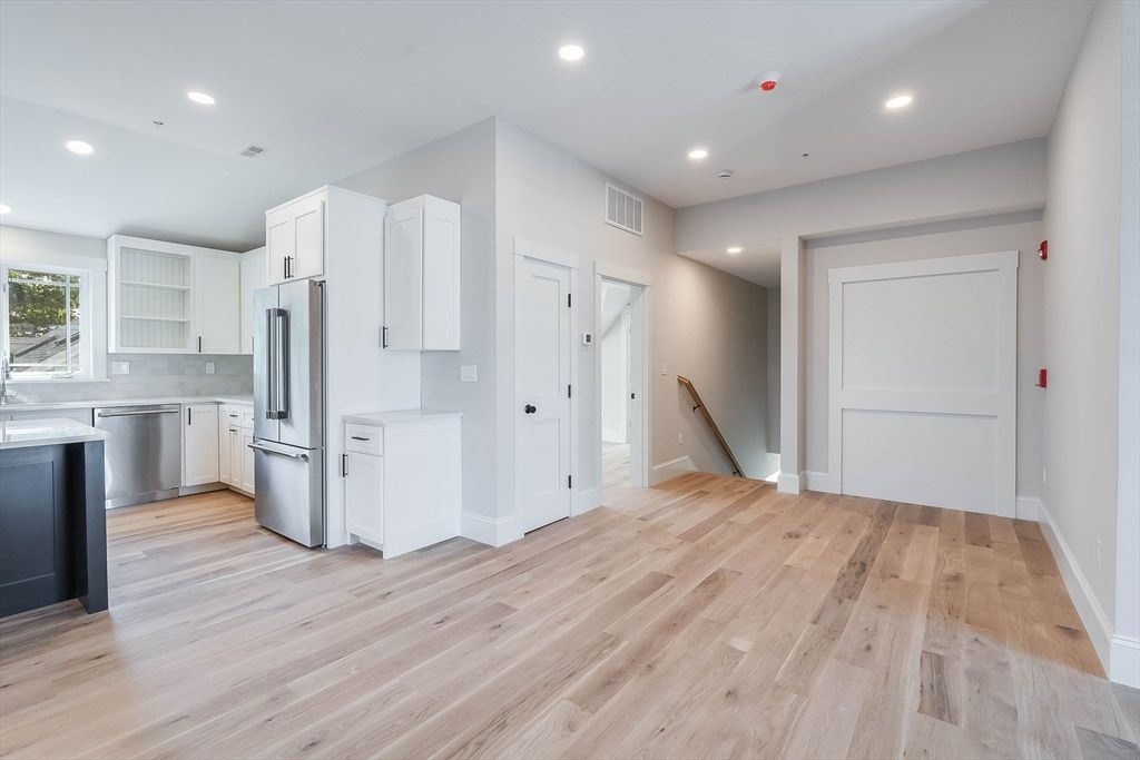 Interior, Kitchen, Recessed Lighting, Wood Texture Flooring