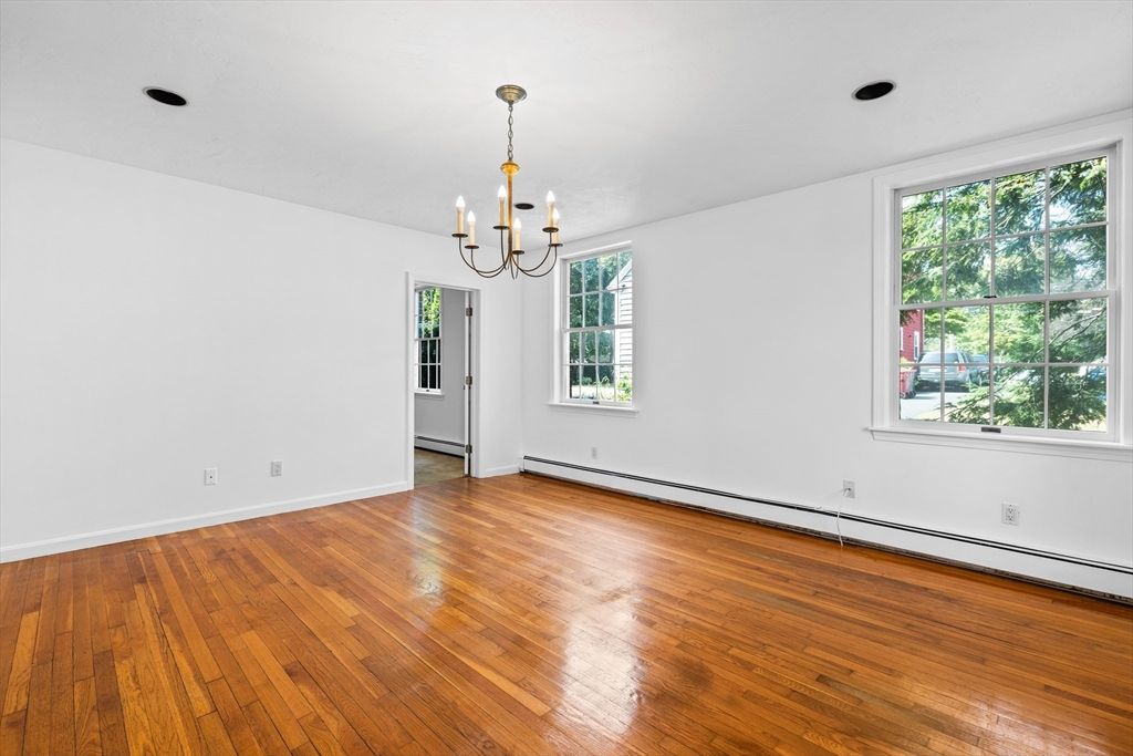 Chandelier, Empty room, Interior, Wood Texture Flooring