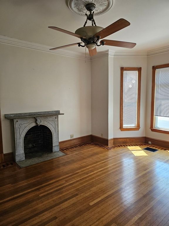 Empty room, Fireplace, Interior, Wood Texture Flooring