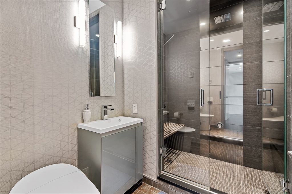 Bathroom, Glass Shower, Interior, Recessed Lighting