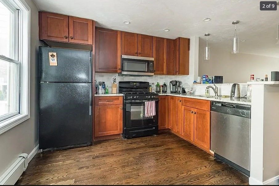 Interior, Kitchen, Pendant Lights, Recessed Lighting, Wood Texture Flooring