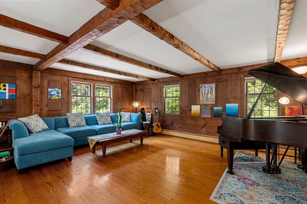 Interior, Living room, Piano, Wooden Beams, Wood Texture Flooring, Wooden Walls