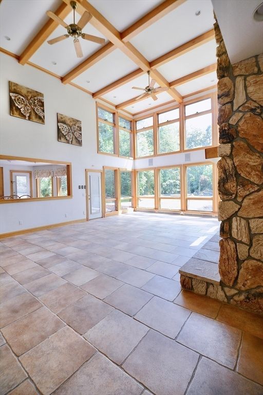 Empty room, Interior, Stone Walls, Sun Room, Wooden Beams