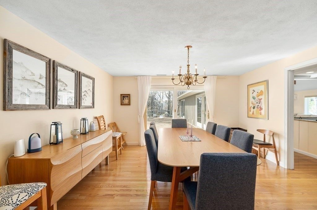 Chandelier, Dining room, Interior, Wood Texture Flooring