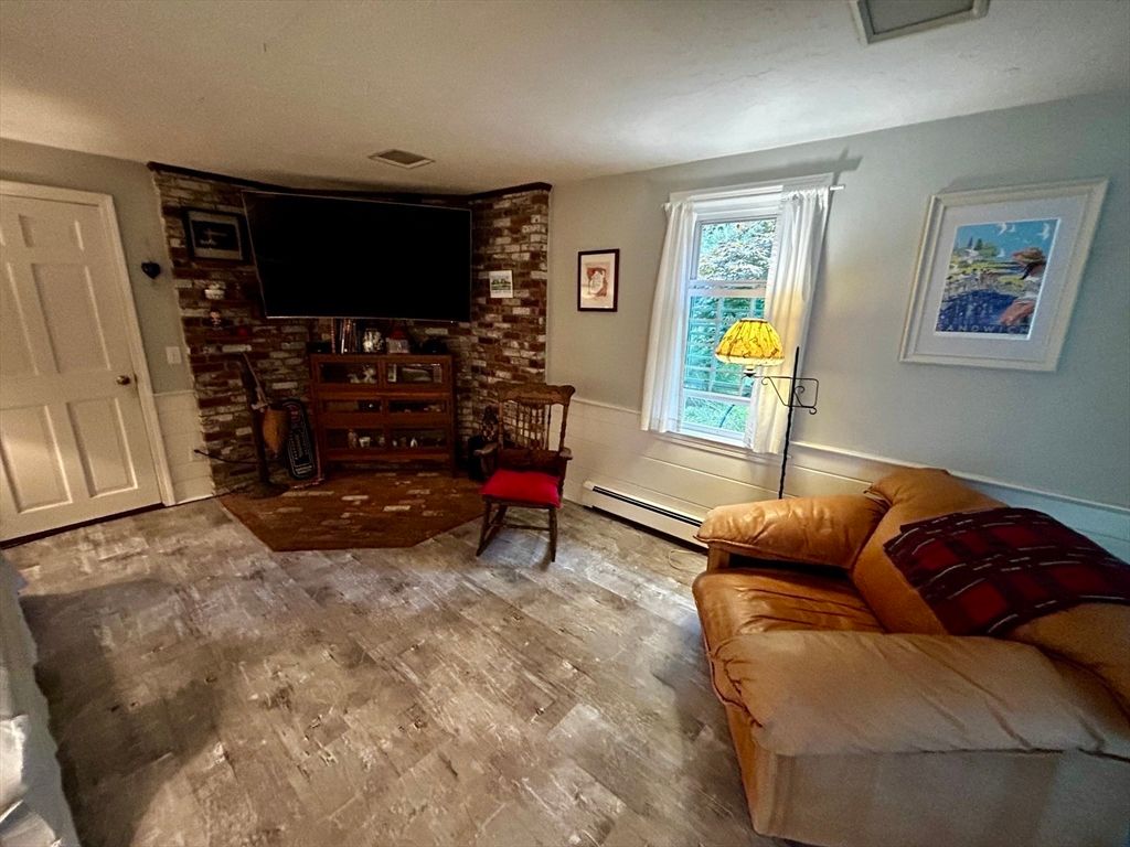 Interior, Living room, Stone Walls, Wood Texture Flooring