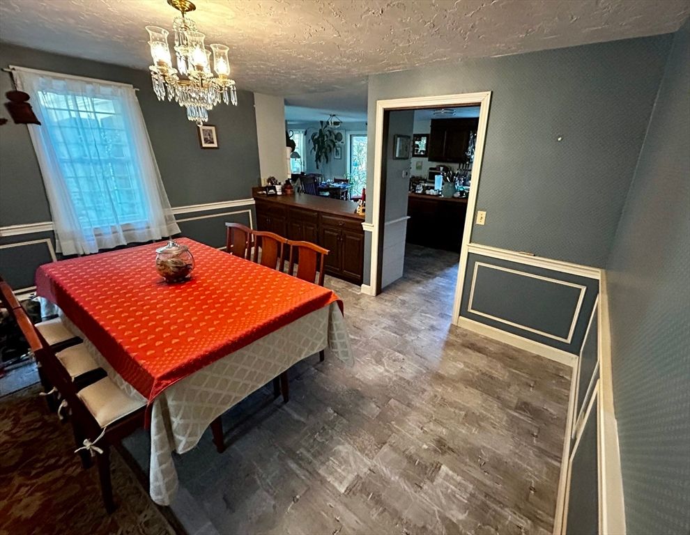 Chandelier, Dining room, Interior, Wood Texture Flooring