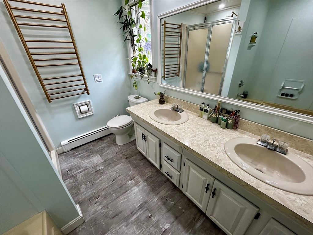 Bathroom, Dual Sink Vanities, Interior, Wood Texture Flooring