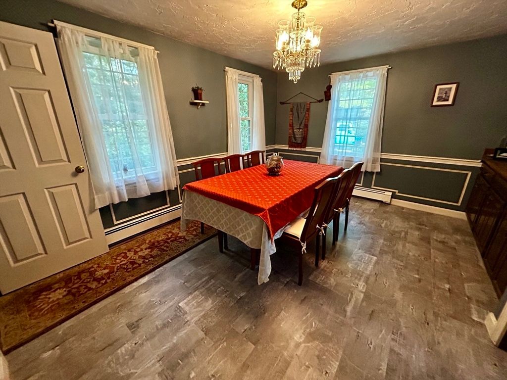 Chandelier, Dining room, Interior, Wood Texture Flooring