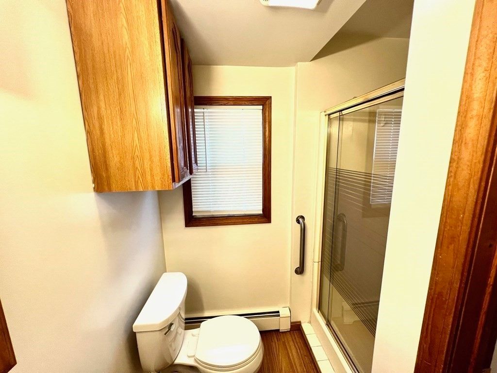 Bathroom, Glass Shower, Interior, Wood Texture Flooring