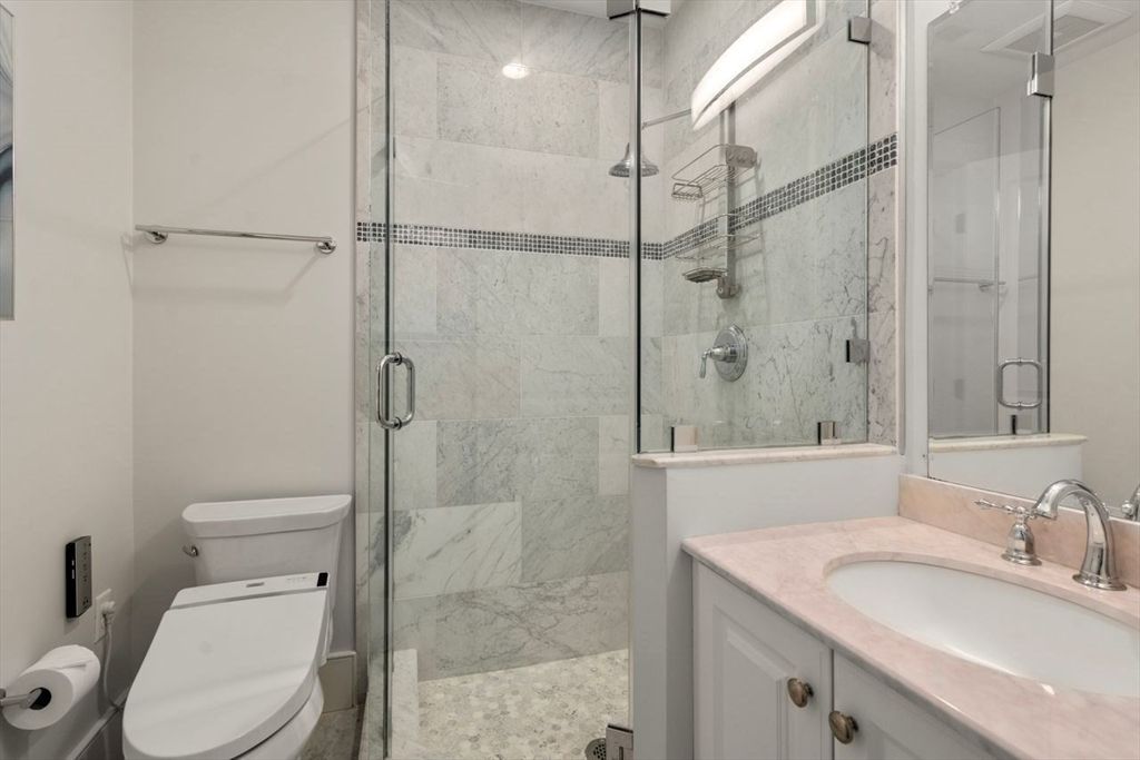 Bathroom, Glass Shower, Interior, Marble Walls