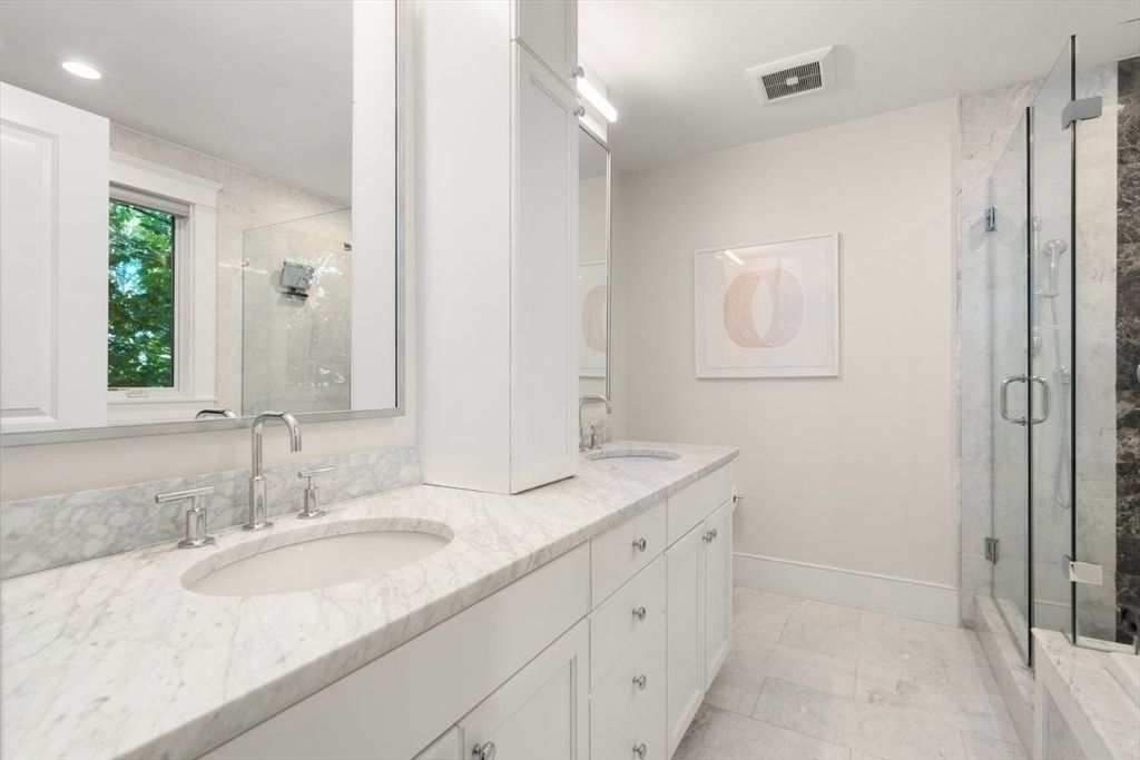 Bathroom, Dual Sink Vanities, Glass Shower, Interior, Recessed Lighting