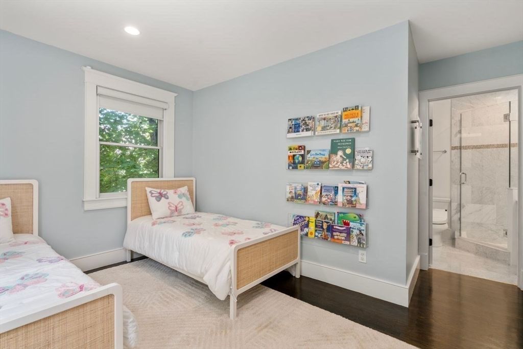 Bathroom, Bedroom, Glass Shower, Interior, Recessed Lighting, Wood Texture Flooring