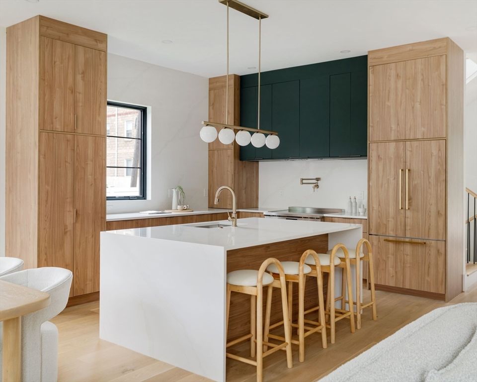 Interior, Kitchen, Pendant Lights, Wood Texture Flooring