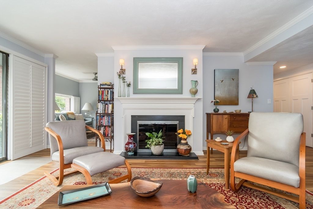 Fireplace, Interior, Recessed Lighting, Wood Texture Flooring