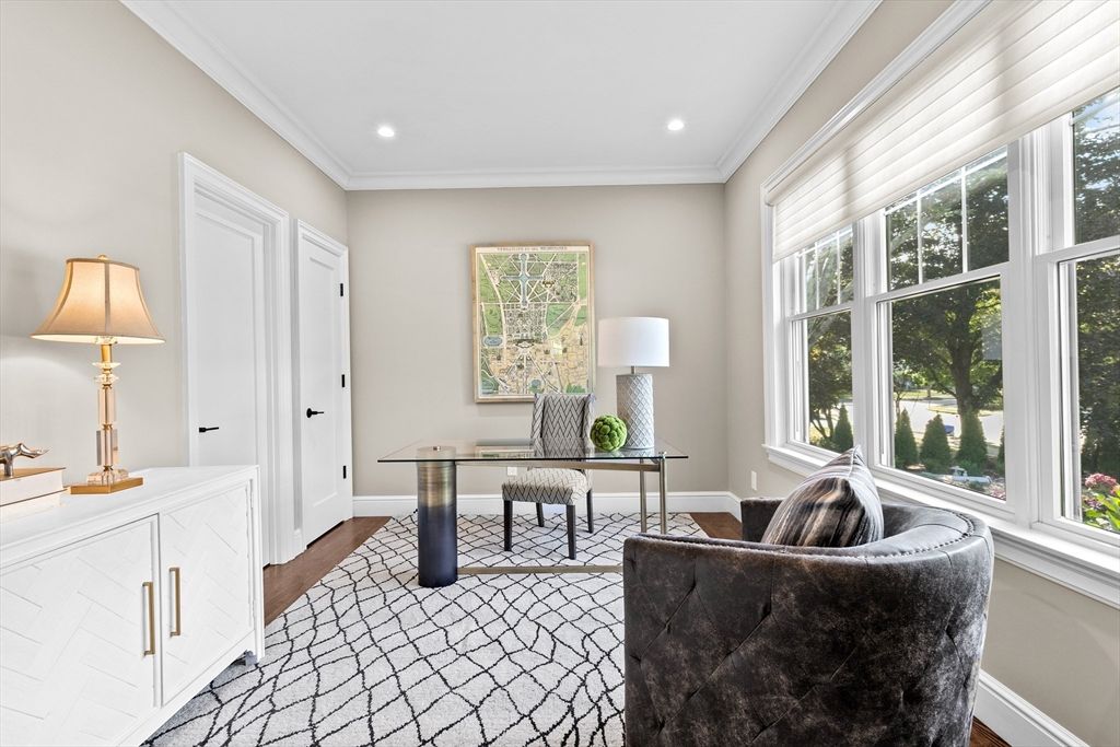 Home Office, Interior, Recessed Lighting, Wood Texture Flooring