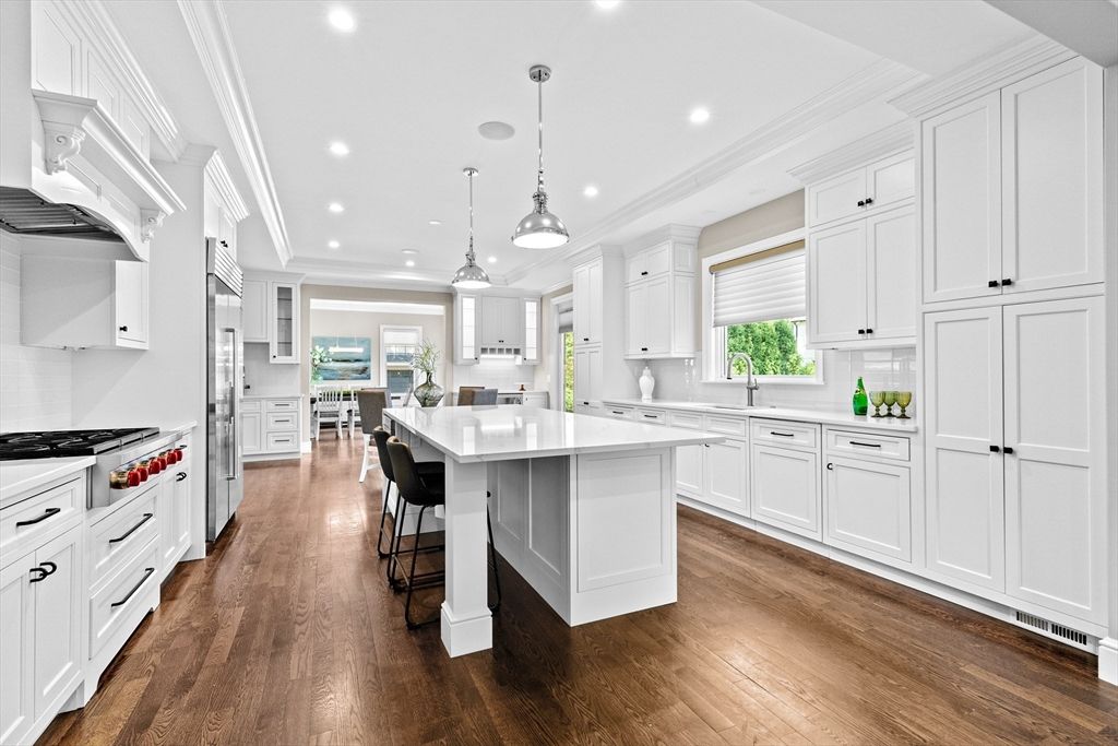 Interior, Kitchen, Pendant Lights, Recessed Lighting, Wood Texture Flooring