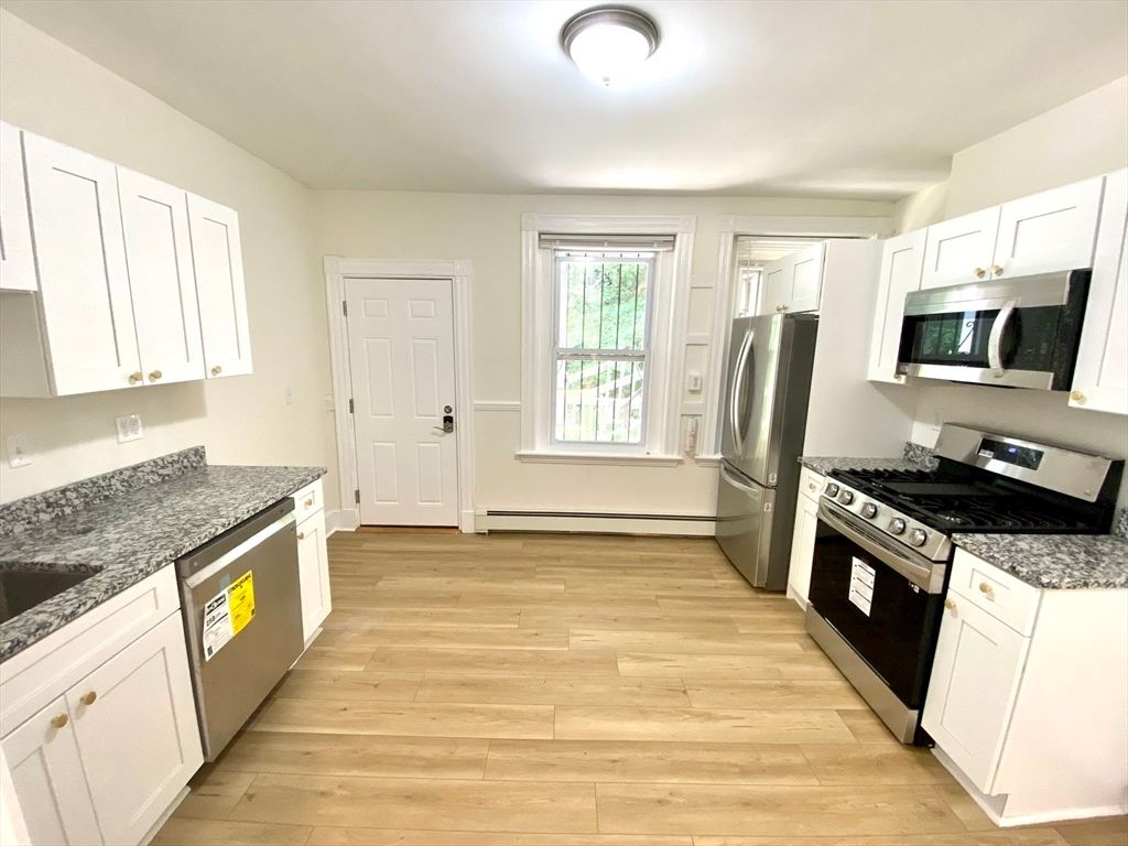 Interior, Kitchen, Stainless Steel Appliances, Wood Texture Flooring