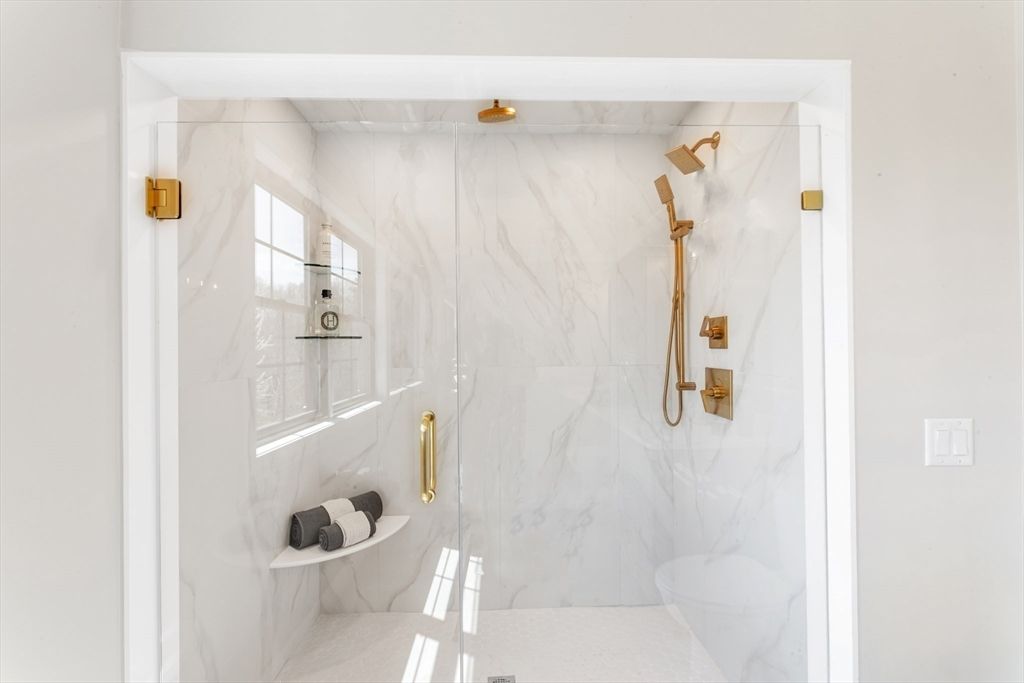 Bathroom, Glass Shower, Interior, Marble Walls