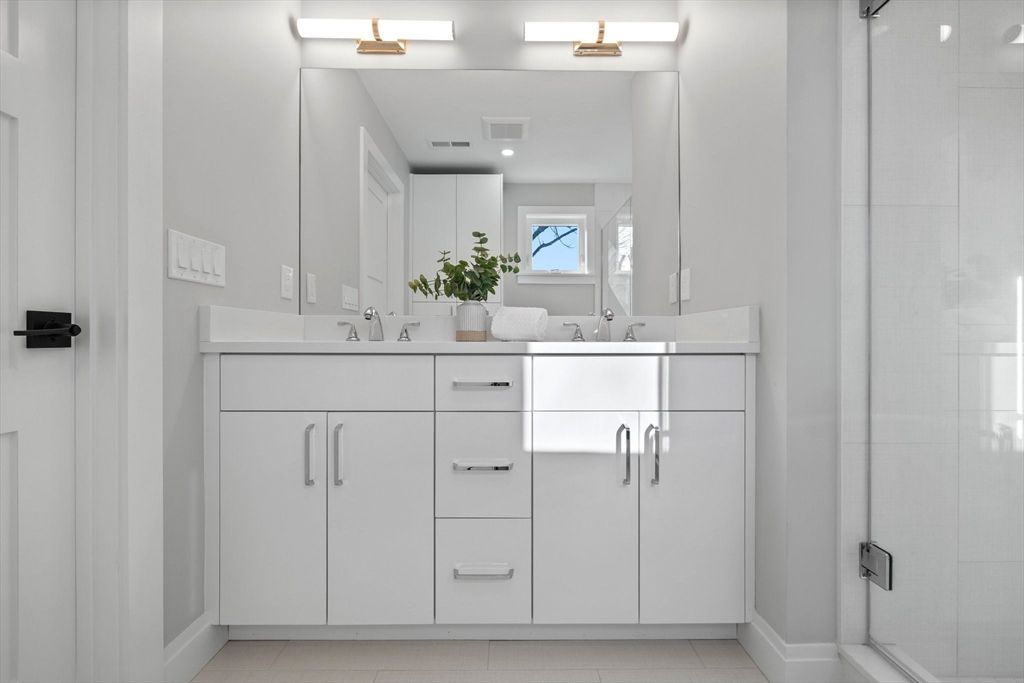 Bathroom, Dual Sink Vanities, Glass Shower, Interior, Recessed Lighting