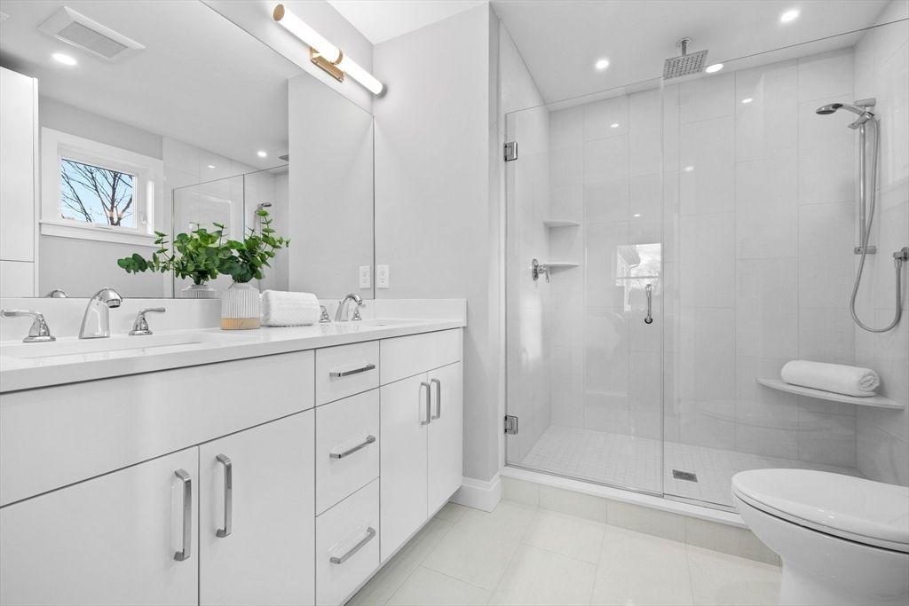 Bathroom, Glass Shower, Interior, Recessed Lighting