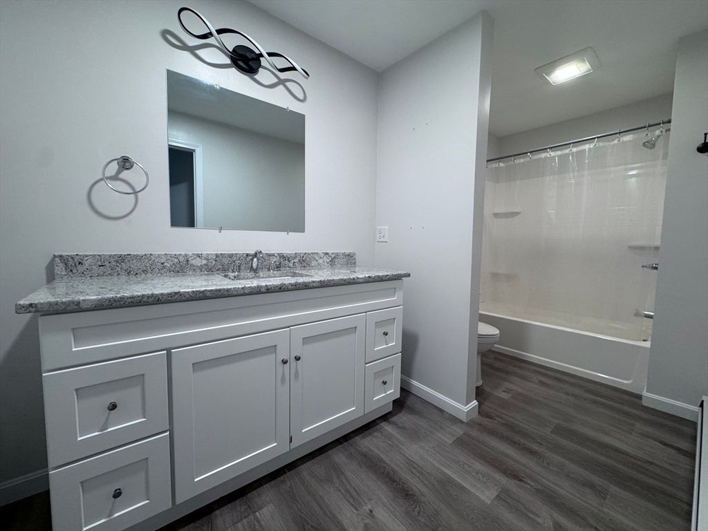 Bathroom, Glass Shower, Interior, Wood Texture Flooring