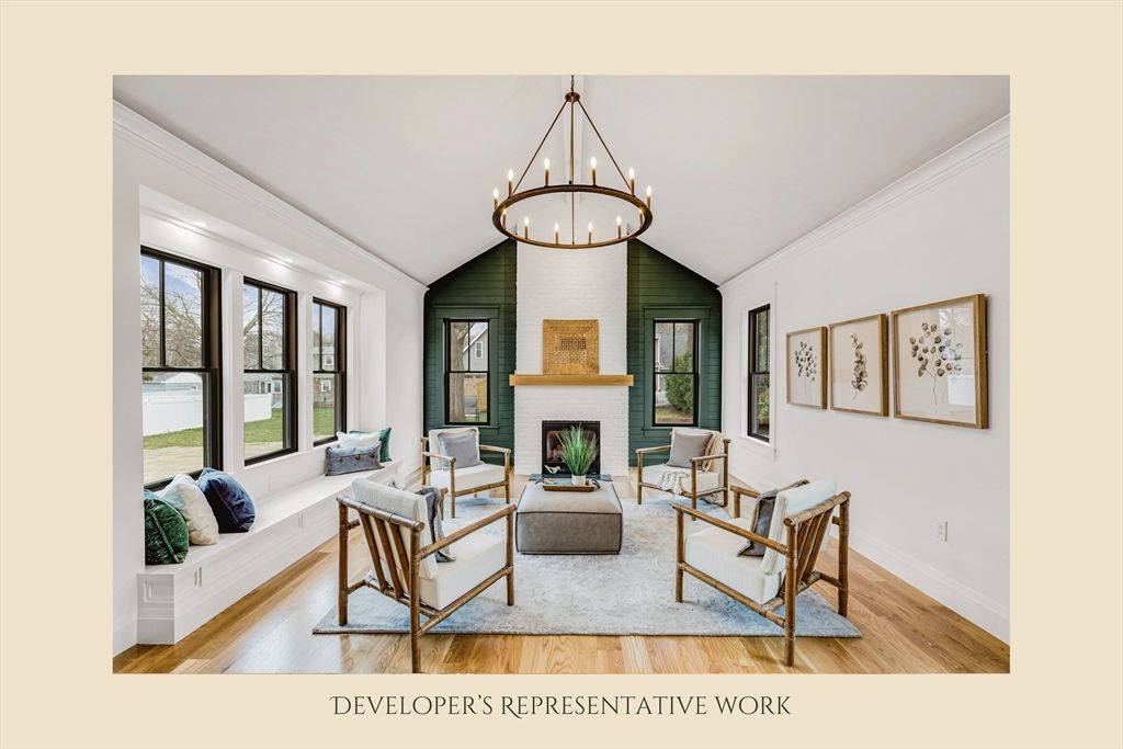Chandelier, Fireplace, Interior, Living room, Pendant Lights, Wood Texture Flooring
