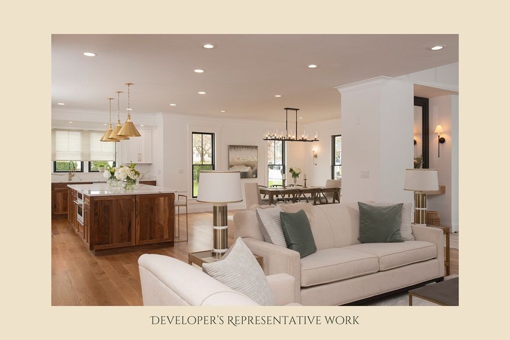 Dining room, Interior, Kitchen, Living room, Pendant Lights, Recessed Lighting, Wood Texture Flooring
