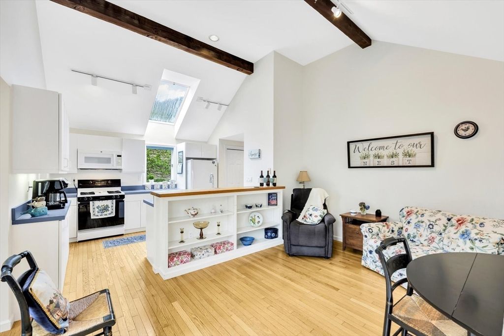 Interior, Kitchen, Recessed Lighting, Wooden Beams, Wood Texture Flooring