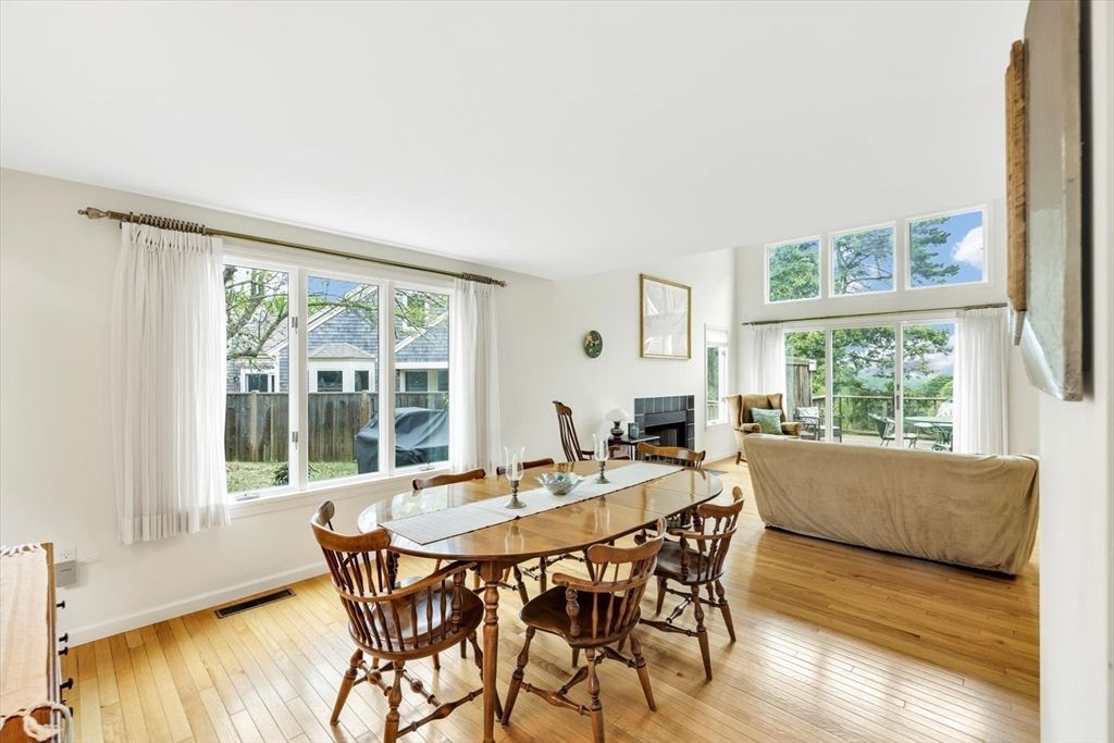 Dining room, Fireplace, Interior, Living room, Wood Texture Flooring
